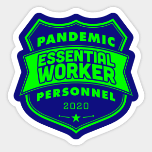 Pandemic Personnel Essential Worker Green Print Sticker
